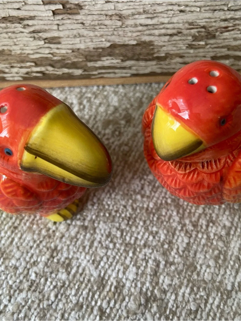 Pier 1 Imports Parrot Salt/Pepper Shakers Tropical Parrots Coastal Beach Novelty
